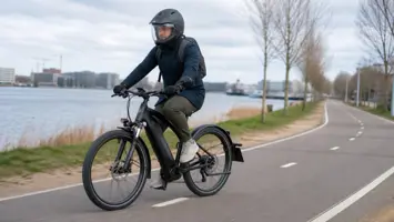 Speed pedelec met kentekenplaat op een provinciale weg